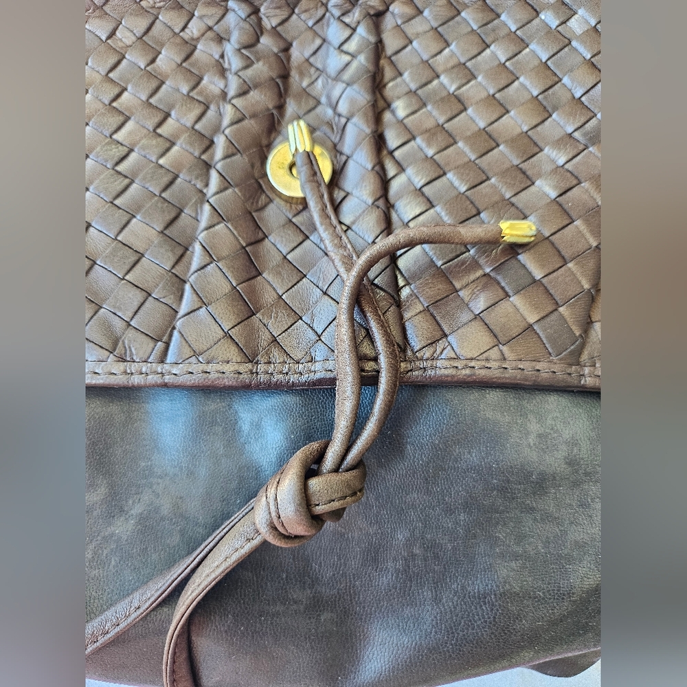 Vintage Cosci Hand Made In Italy Brown Woven Leather Crossbody Bag - Picture 6 of 9